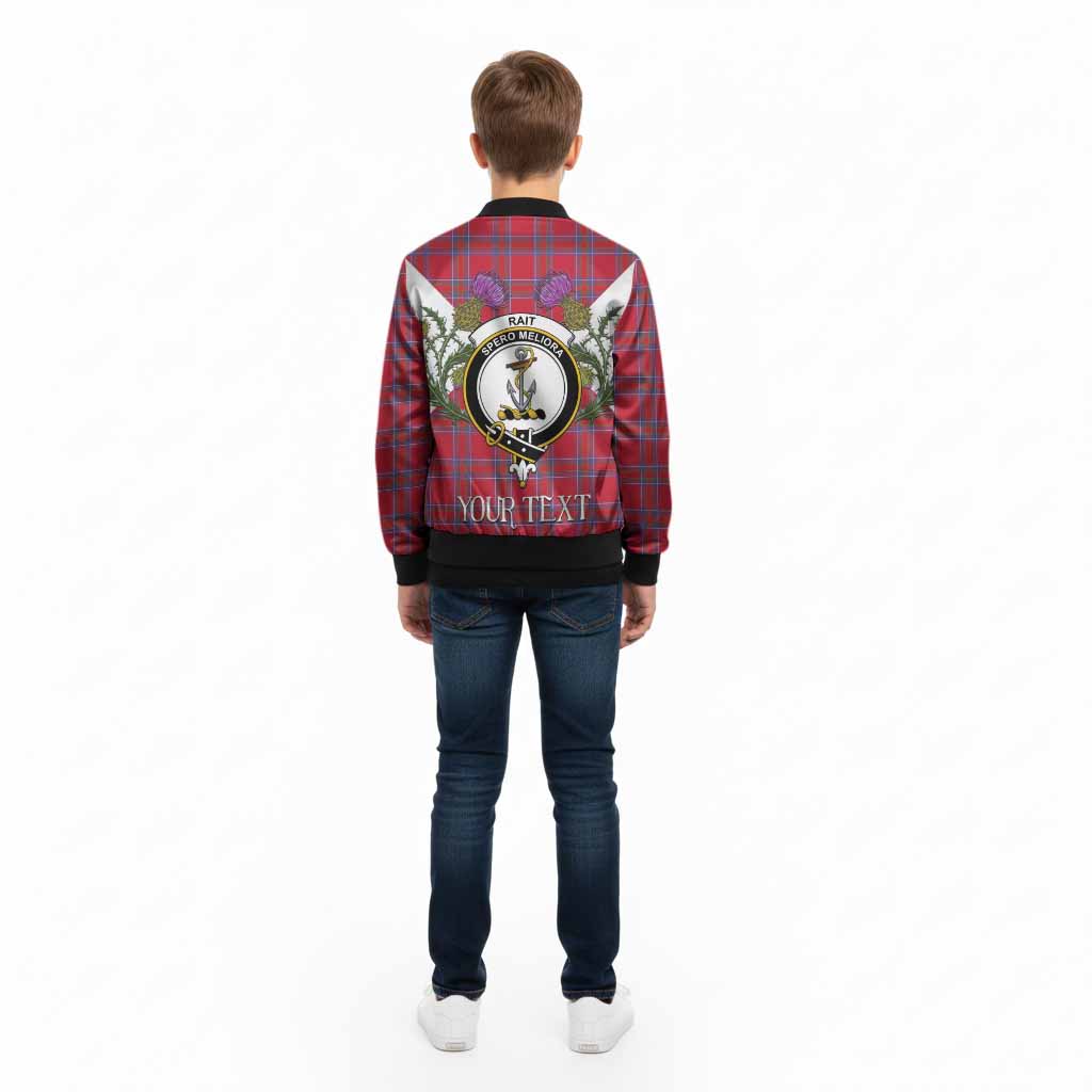 Rait Tartan Family Crest Kid Bomber Jacket Scottish Burns Night Thistle Floral