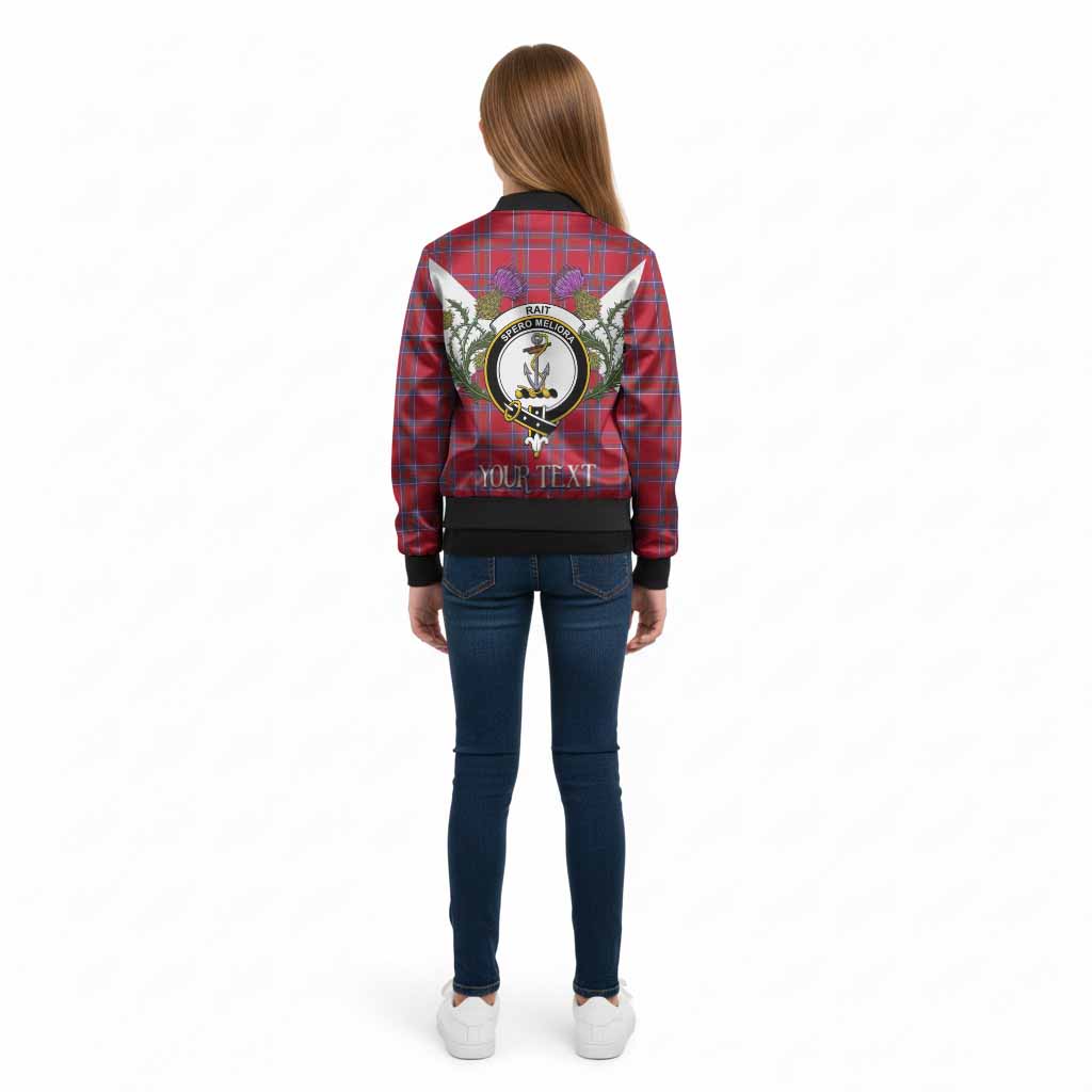 Rait Tartan Family Crest Kid Bomber Jacket Scottish Burns Night Thistle Floral