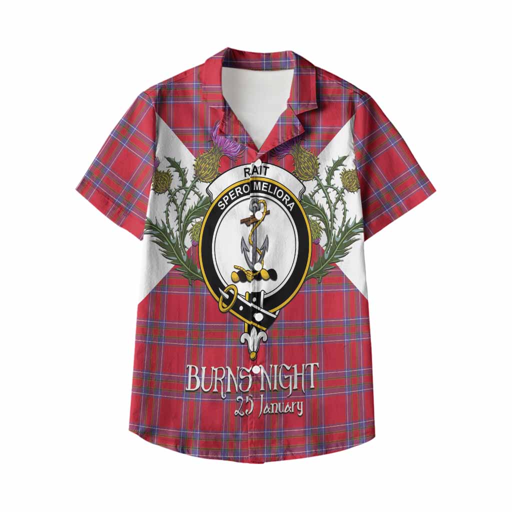 Rait Tartan Family Crest Kid Hawaiian Shirt Scottish Burns Night Thistle Floral