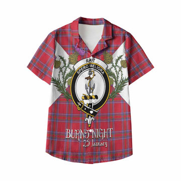 Rait Tartan Family Crest Kid Hawaiian Shirt Scottish Burns Night Thistle Floral