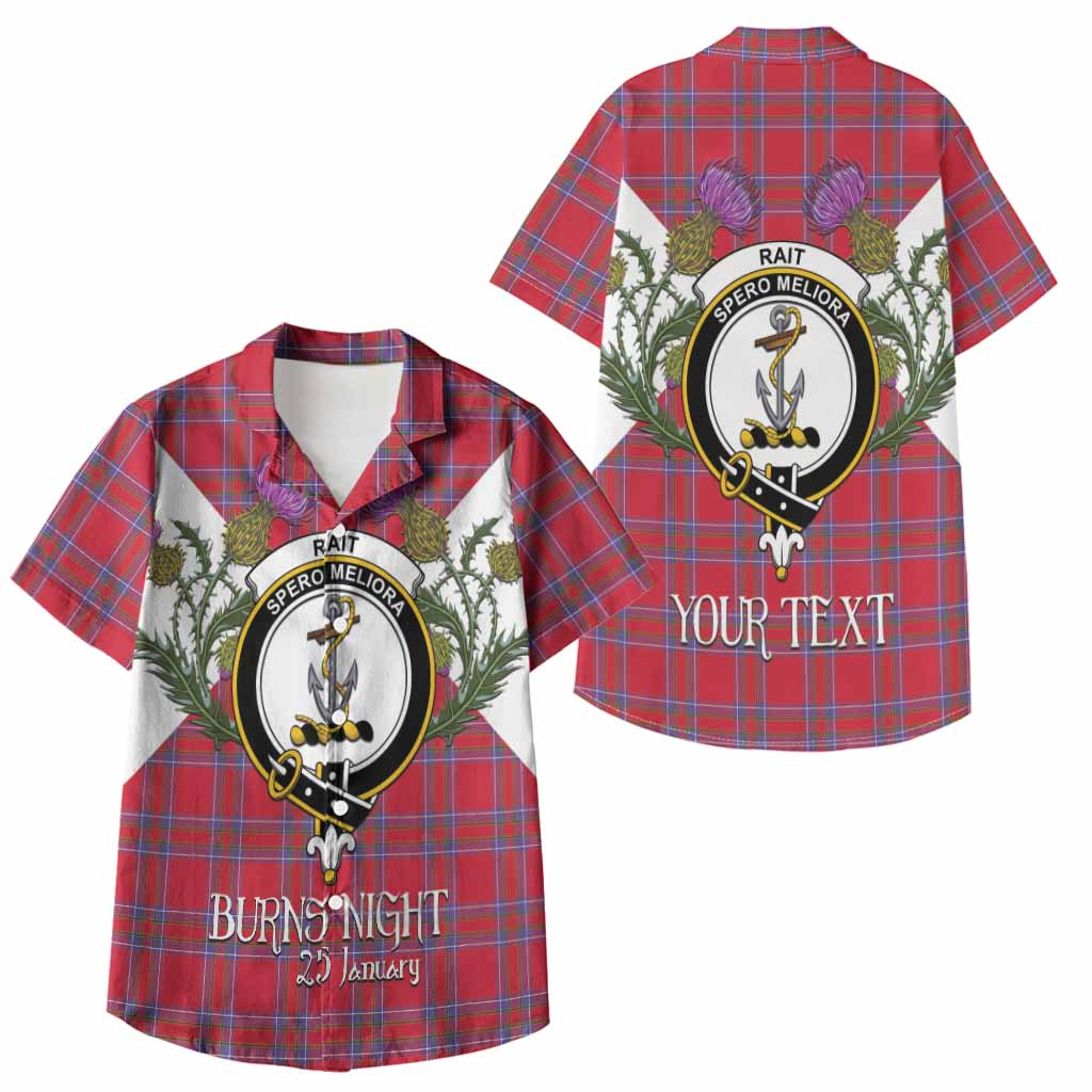 Rait Tartan Family Crest Kid Hawaiian Shirt Scottish Burns Night Thistle Floral
