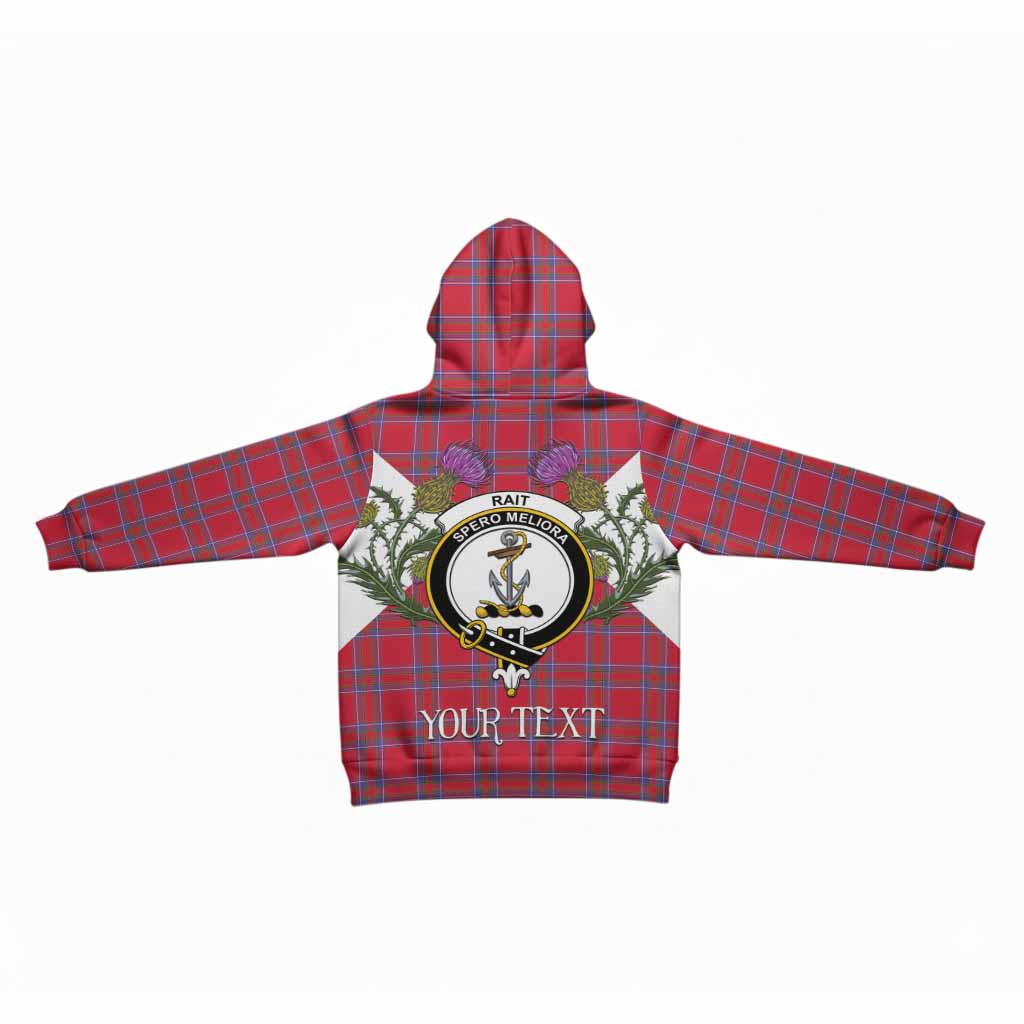 Rait Tartan Family Crest Kid Hoodie Scottish Burns Night Thistle Floral