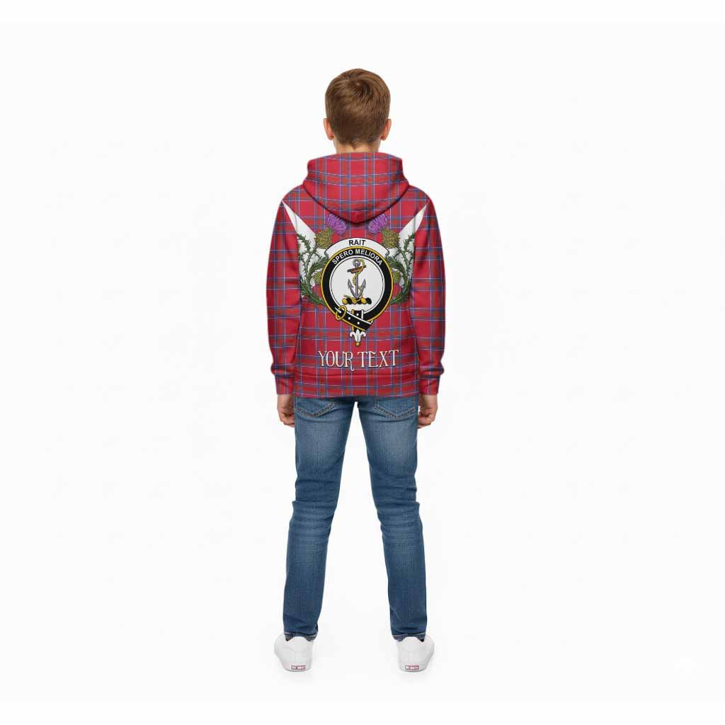 Rait Tartan Family Crest Kid Hoodie Scottish Burns Night Thistle Floral
