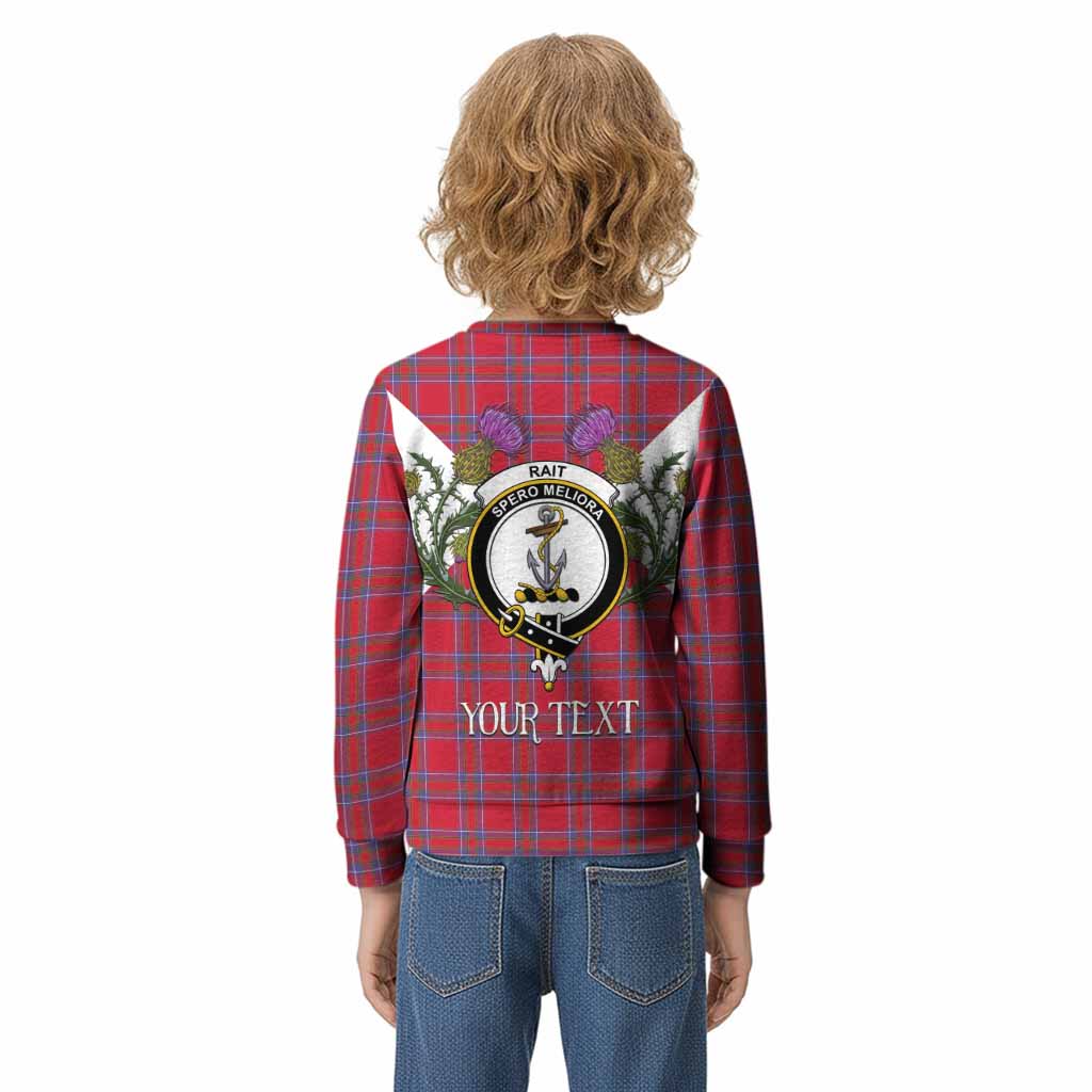 Rait Tartan Family Crest Kid Knitted Sweatshirt Scottish Burns Night Thistle Floral