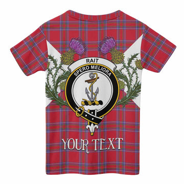 Rait Tartan Family Crest Kid T-shirt Scottish Burns Night Thistle Floral