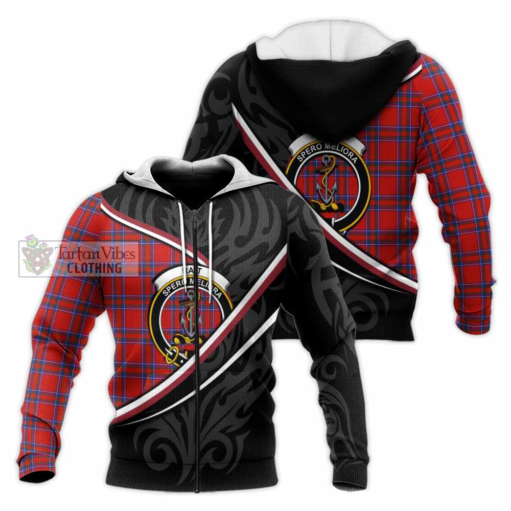 Rait Tartan Family Crest Knitted Hoodie Celtic Scottish Thistle Floral - Tartan Vibes Clothing