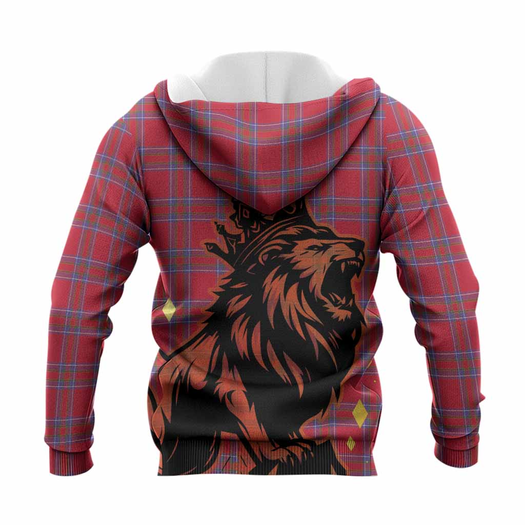 Rait Tartan Family Crest Knitted Hoodie Crowned Lion Roaring