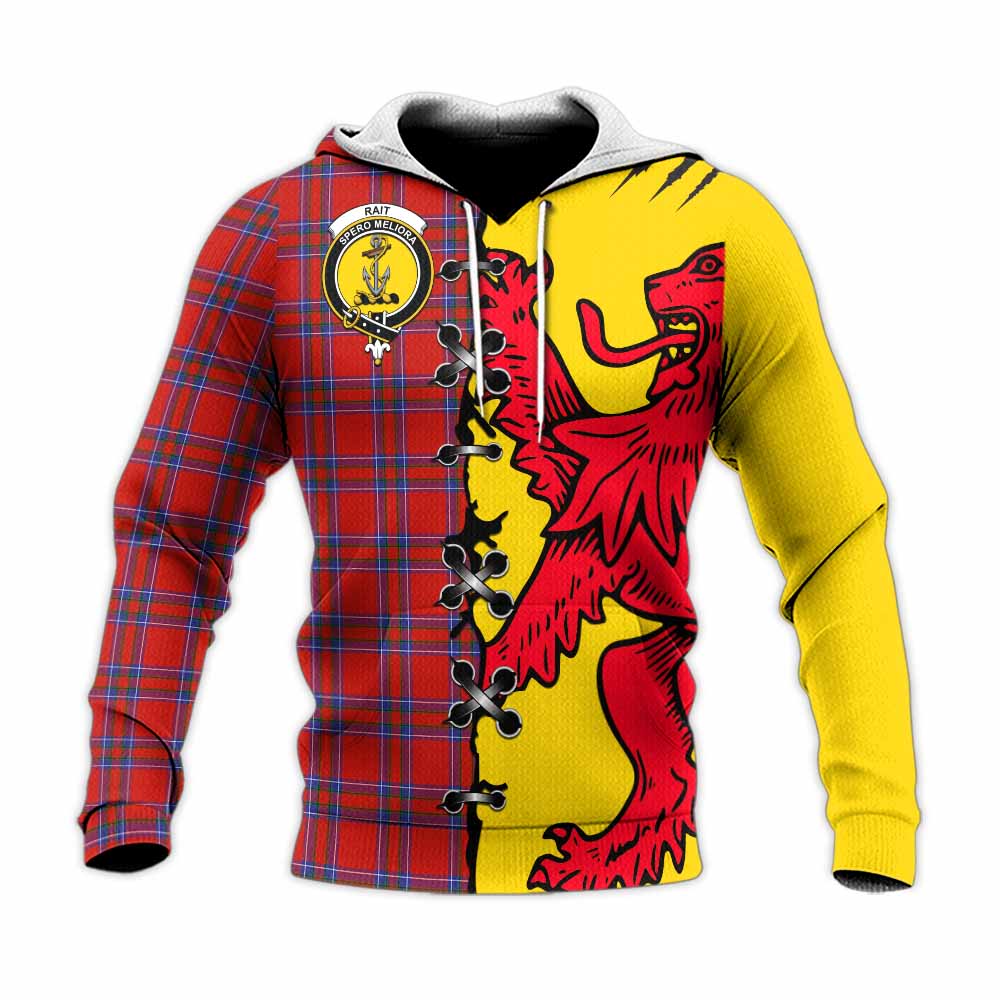 Rait Tartan Family Crest Knitted Hoodie Lion Rampant Honor - Tartan Vibes Clothing
