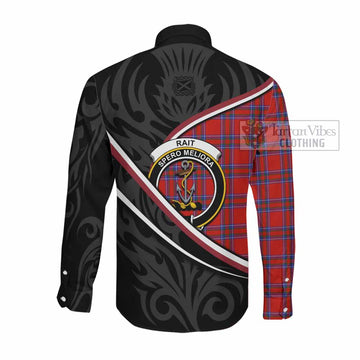 Rait Tartan Family Crest Long Sleeve Button Shirts Celtic Scottish Thistle Floral