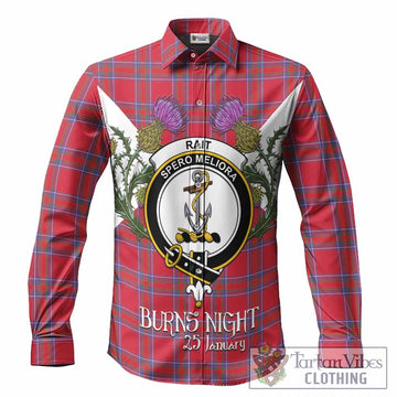 Rait Tartan Family Crest Long Sleeve Button Shirts Scottish Burns Night Thistle Floral