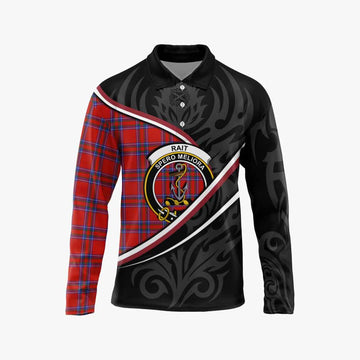 Rait Tartan Family Crest Long Sleeve Polo Shirt Celtic Scottish Thistle Floral - Tartan Vibes Clothing