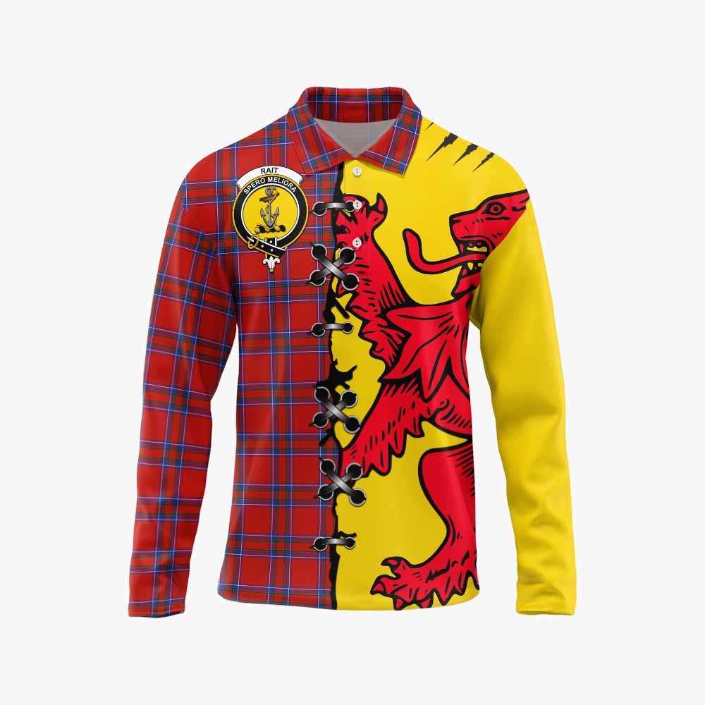 Rait Tartan Family Crest Long Sleeve Polo Shirt Lion Rampant Honor - Tartan Vibes Clothing