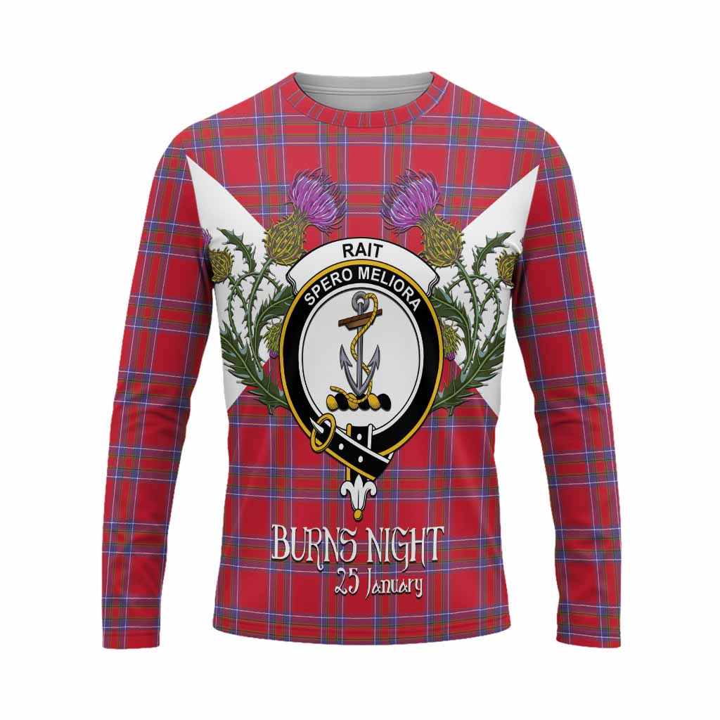 Rait Tartan Family Crest Long Sleeve T-Shirt Scottish Burns Night Thistle Floral