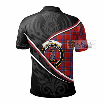 Rait Tartan Family Crest Polo Shirt Celtic Scottish Thistle Floral