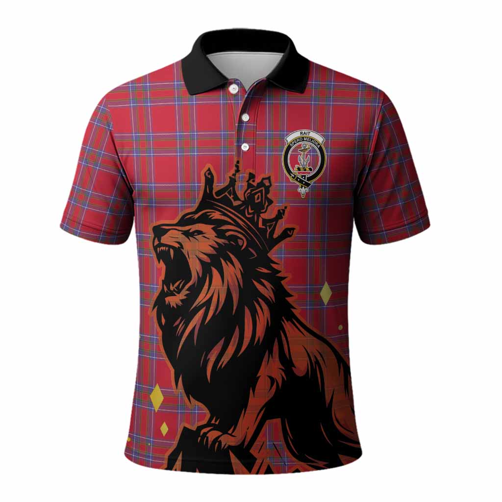 Rait Tartan Family Crest Polo Shirt Crowned Lion Roaring