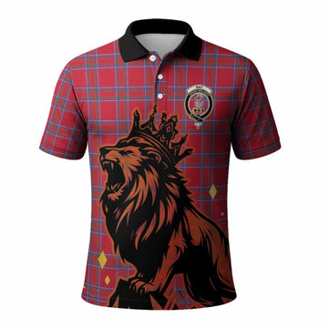 Rait Tartan Family Crest Polo Shirt Crowned Lion Roaring