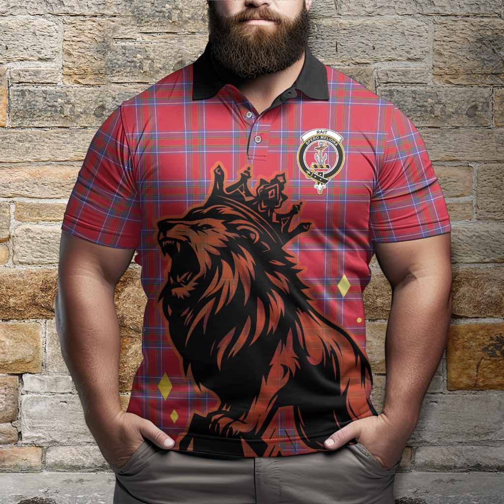 Rait Tartan Family Crest Polo Shirt Crowned Lion Roaring