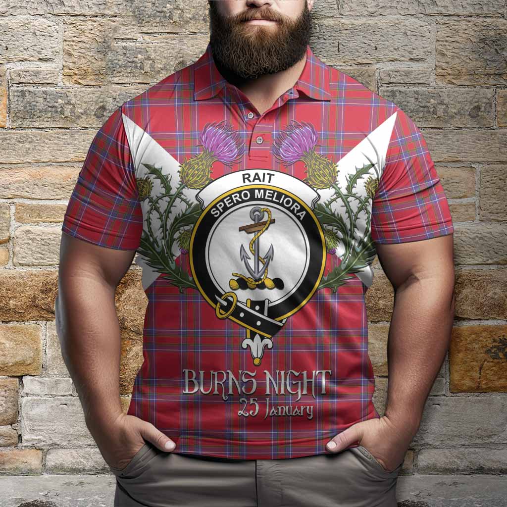 Rait Tartan Family Crest Polo Shirt Scottish Burns Night Thistle Floral