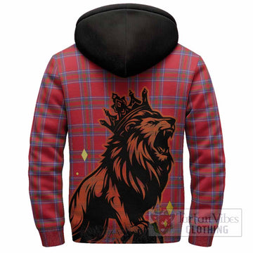 Rait Tartan Family Crest Sherpa Hoodie Crowned Lion Roaring