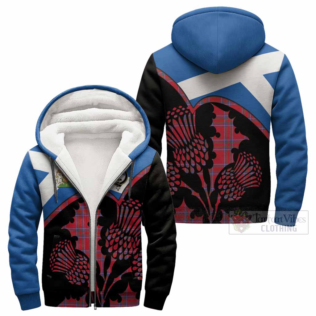 Rait Tartan Family Crest Sherpa Hoodie Scotland Thistle Floral Flag Style