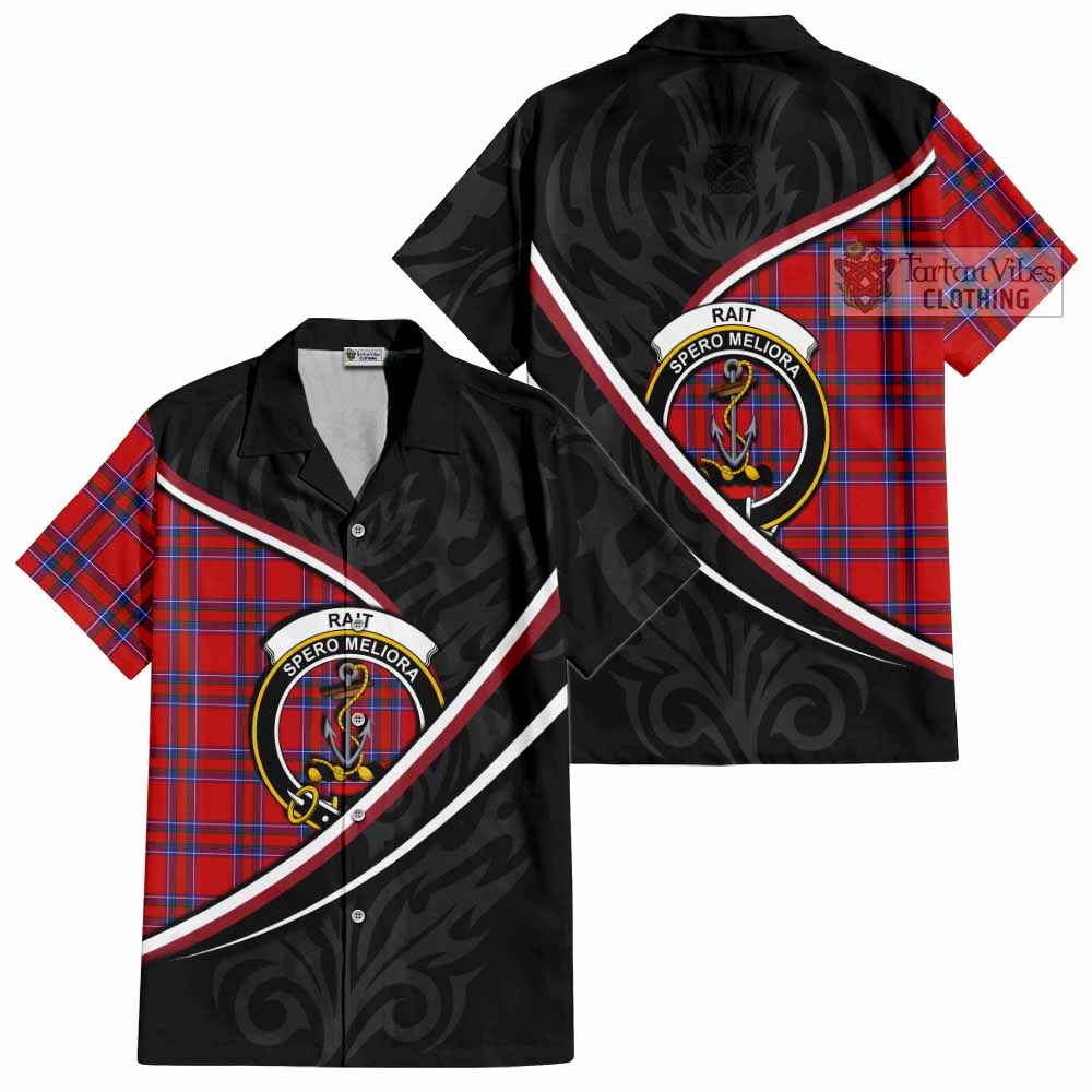 Rait Tartan Family Crest Short Sleeve Button Shirt Celtic Scottish Thistle Floral - Tartan Vibes Clothing
