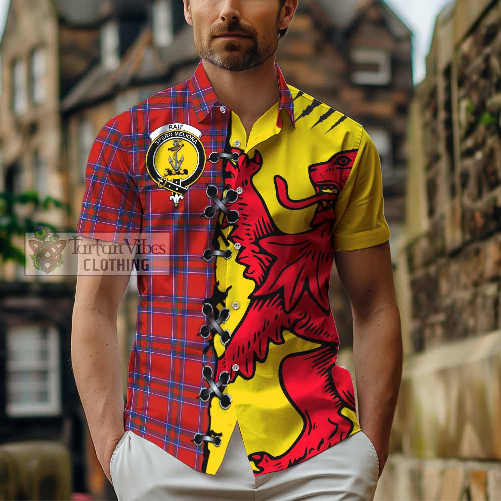 Rait Tartan Family Crest Short Sleeve Button Shirt Lion Rampant Honor - Tartan Vibes Clothing