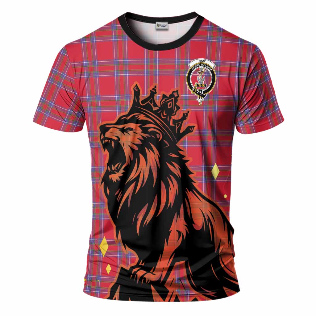 Rait Tartan Family Crest T-Shirt Crowned Lion Roaring