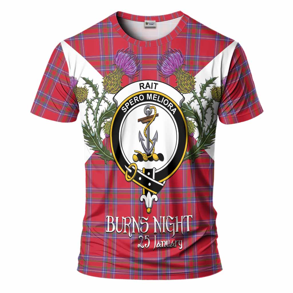 Rait Tartan Family Crest T-Shirt Scottish Burns Night Thistle Floral