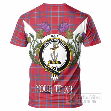 Rait Tartan Family Crest T-Shirt Scottish Burns Night Thistle Floral
