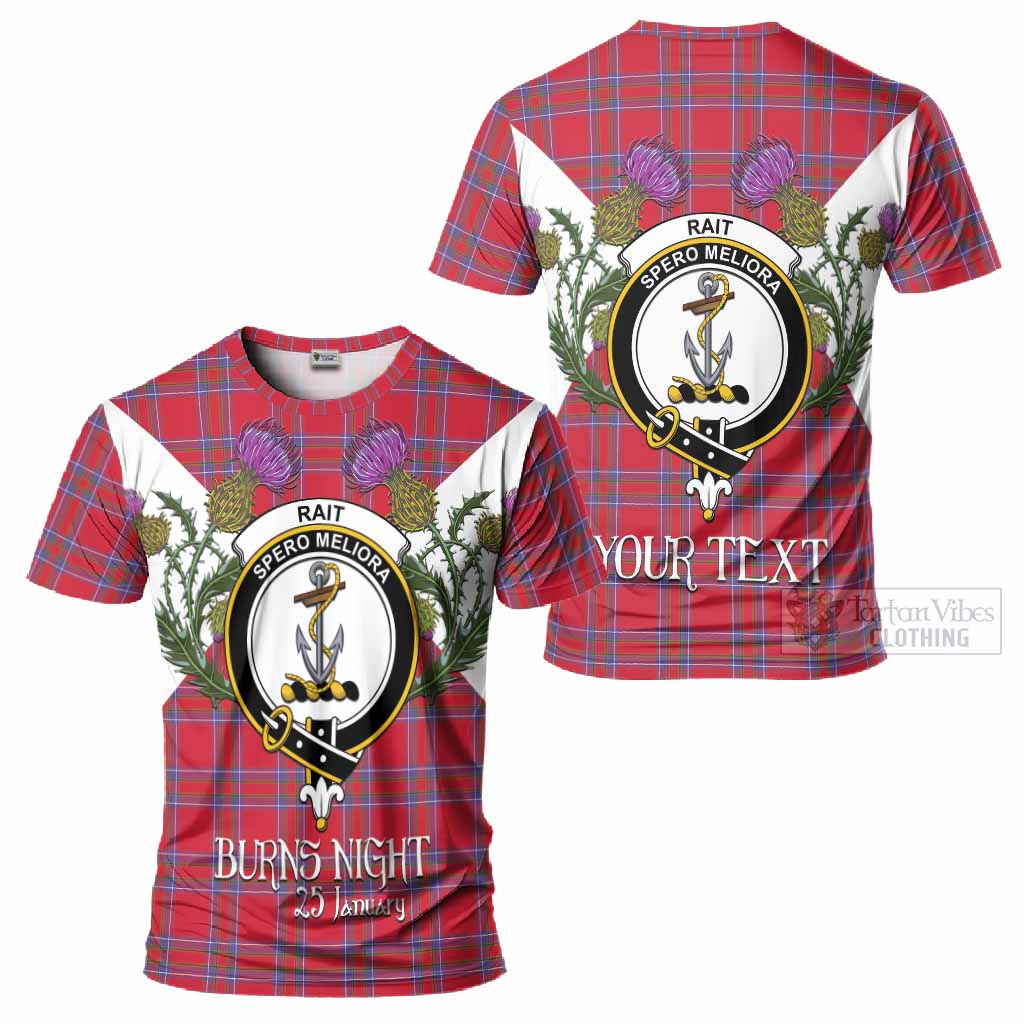 Rait Tartan Family Crest T-Shirt Scottish Burns Night Thistle Floral