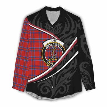 Rait Tartan Family Crest Women Casual Shirt Celtic Scottish Thistle Floral