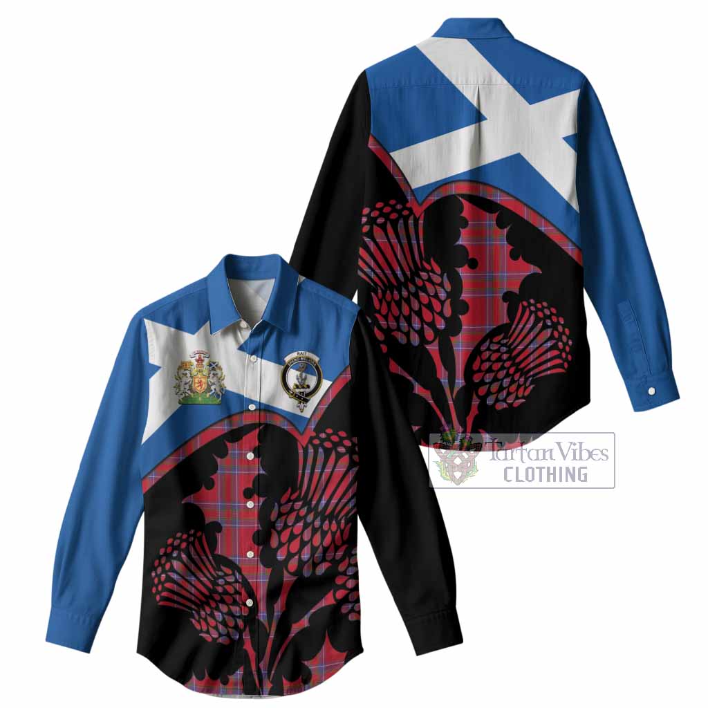 Rait Tartan Family Crest Women Casual Shirt Scotland Thistle Floral Flag Style