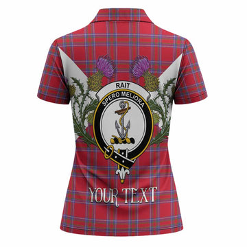 Rait Tartan Family Crest Women Polo Shirt Scottish Burns Night Thistle Floral