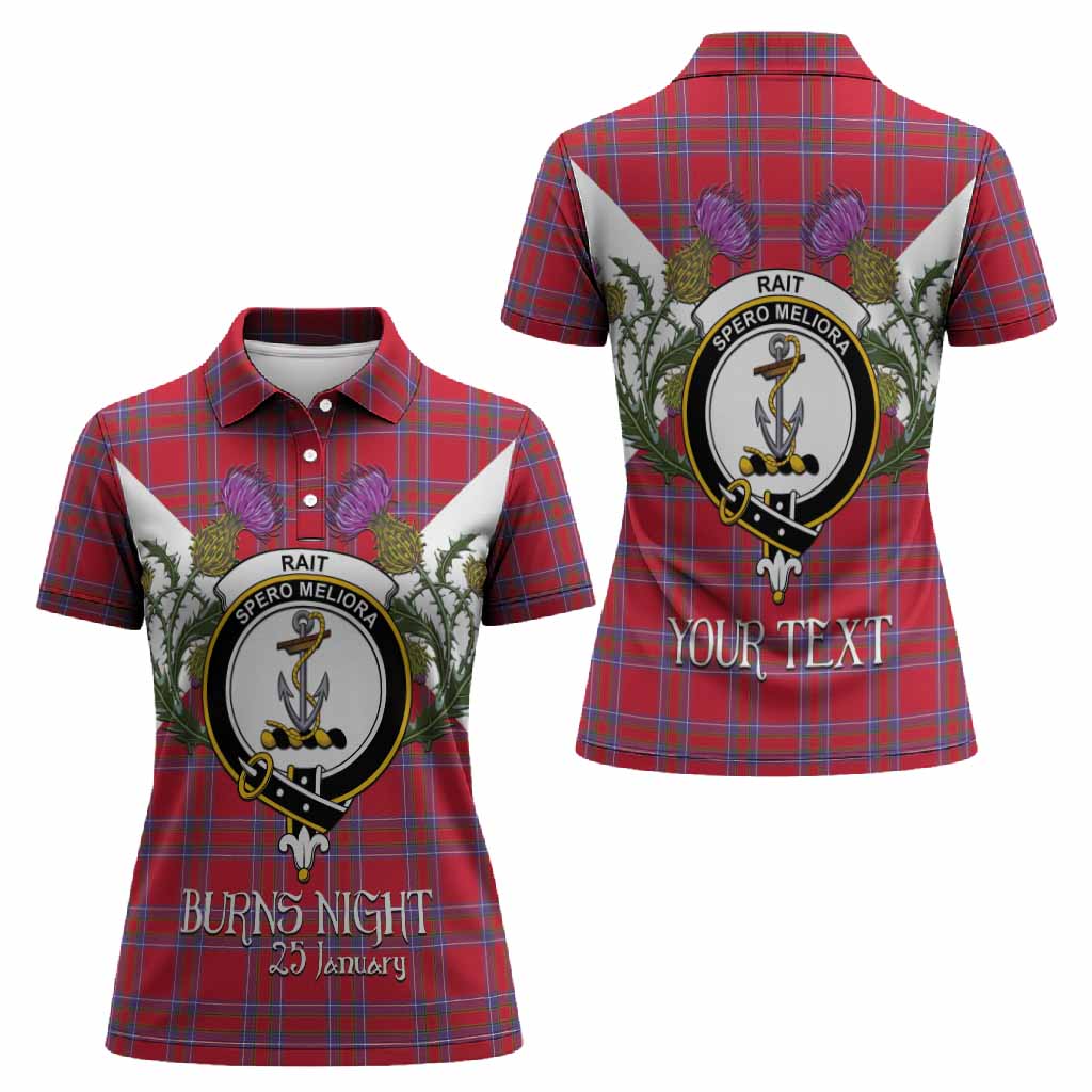 Rait Tartan Family Crest Women Polo Shirt Scottish Burns Night Thistle Floral