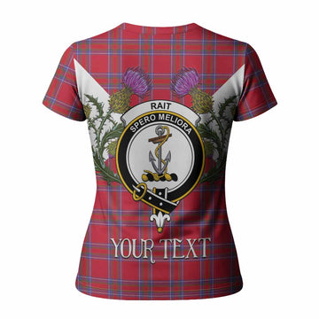 Rait Tartan Family Crest Women T shirt Scottish Burns Night Thistle Floral