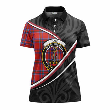 Rait Tartan Family Crest Women's Polo Shirt Celtic Scottish Thistle Floral