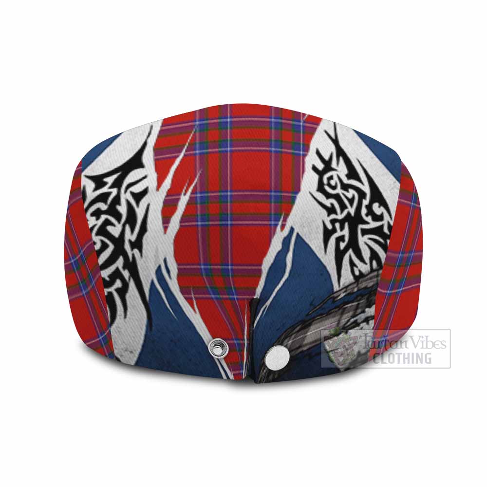 Rait Tartan Flat Cap, Jeff Cap Scotland Flag Ripped Tribal Design