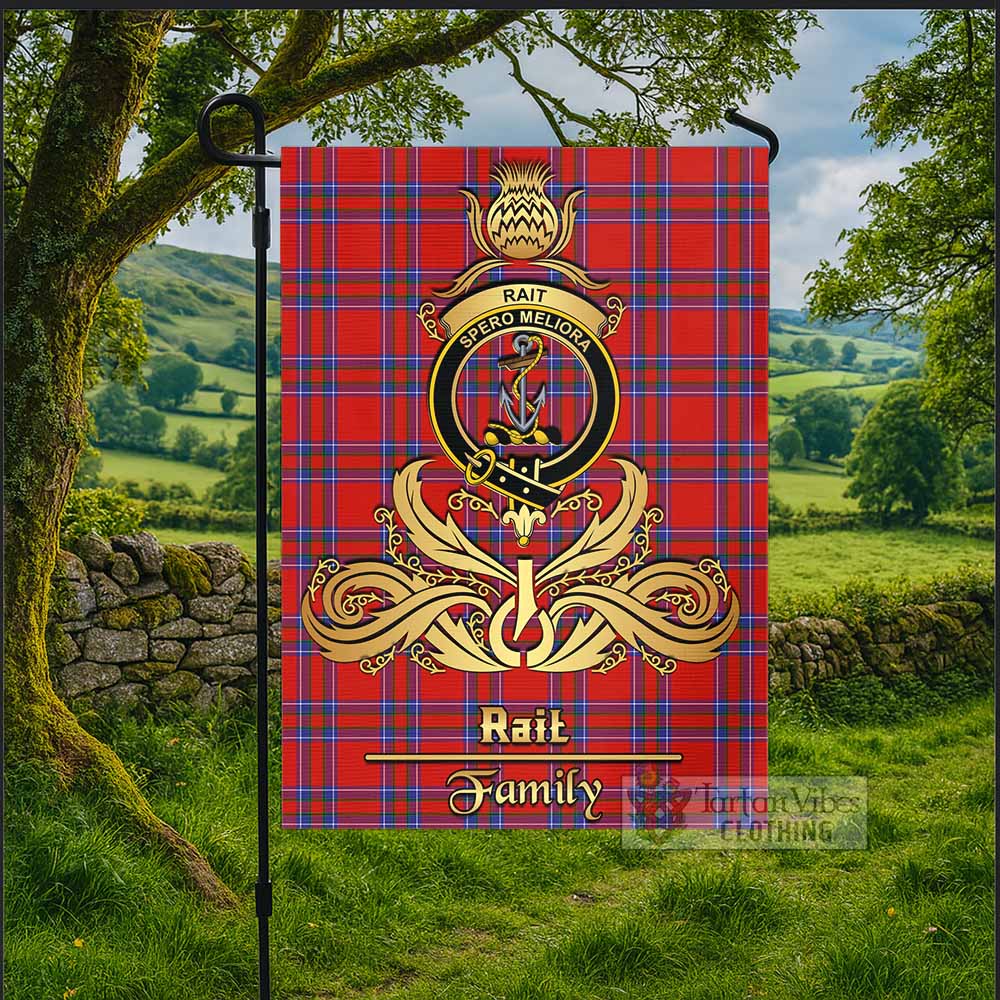 Rait Tartan Garden Flag with Highland Thistle Cherish Family Crest Style - Tartan Vibes Clothing
