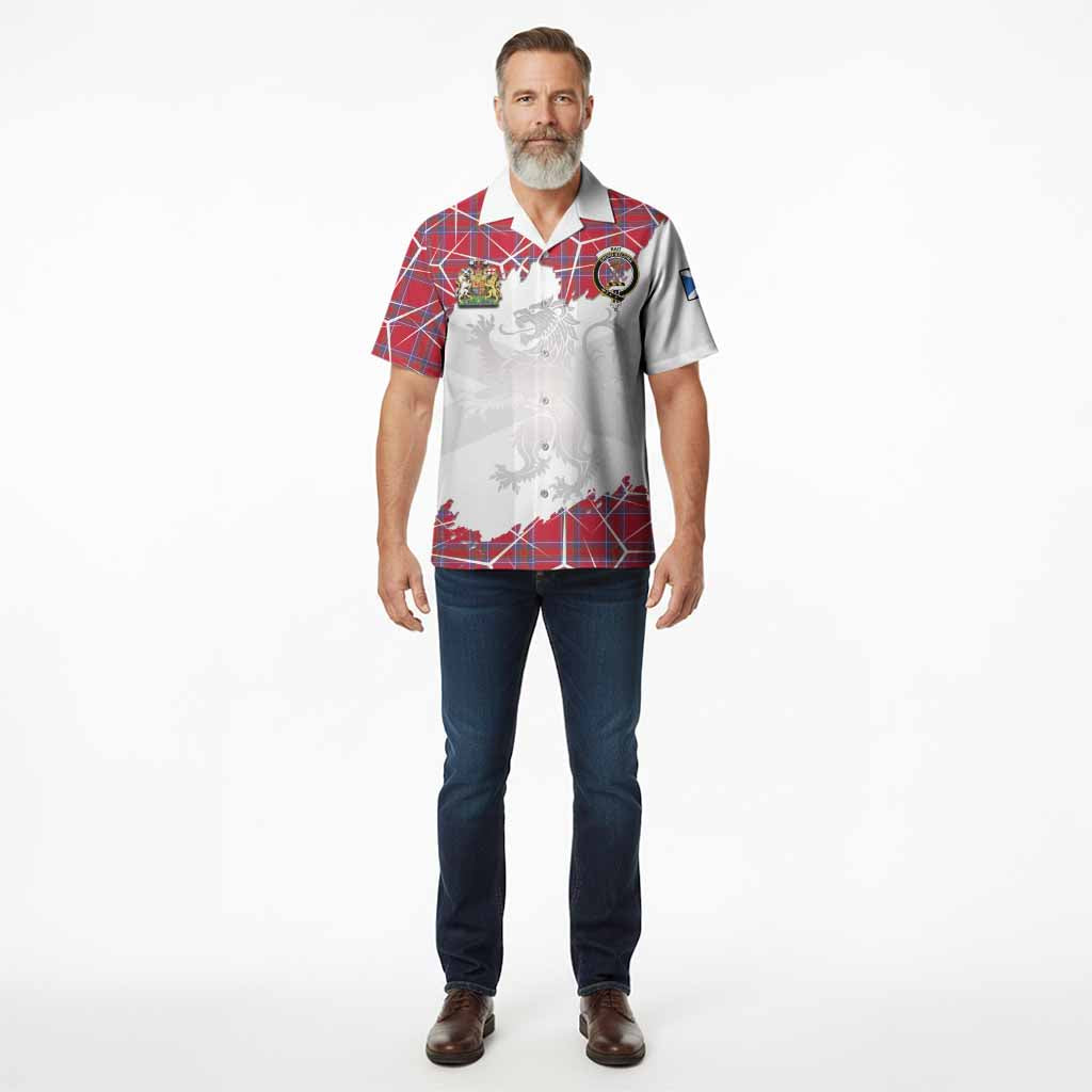 Rait Tartan Hawaiian Shirt with Family Crest and Lion Rampant Grunge Style