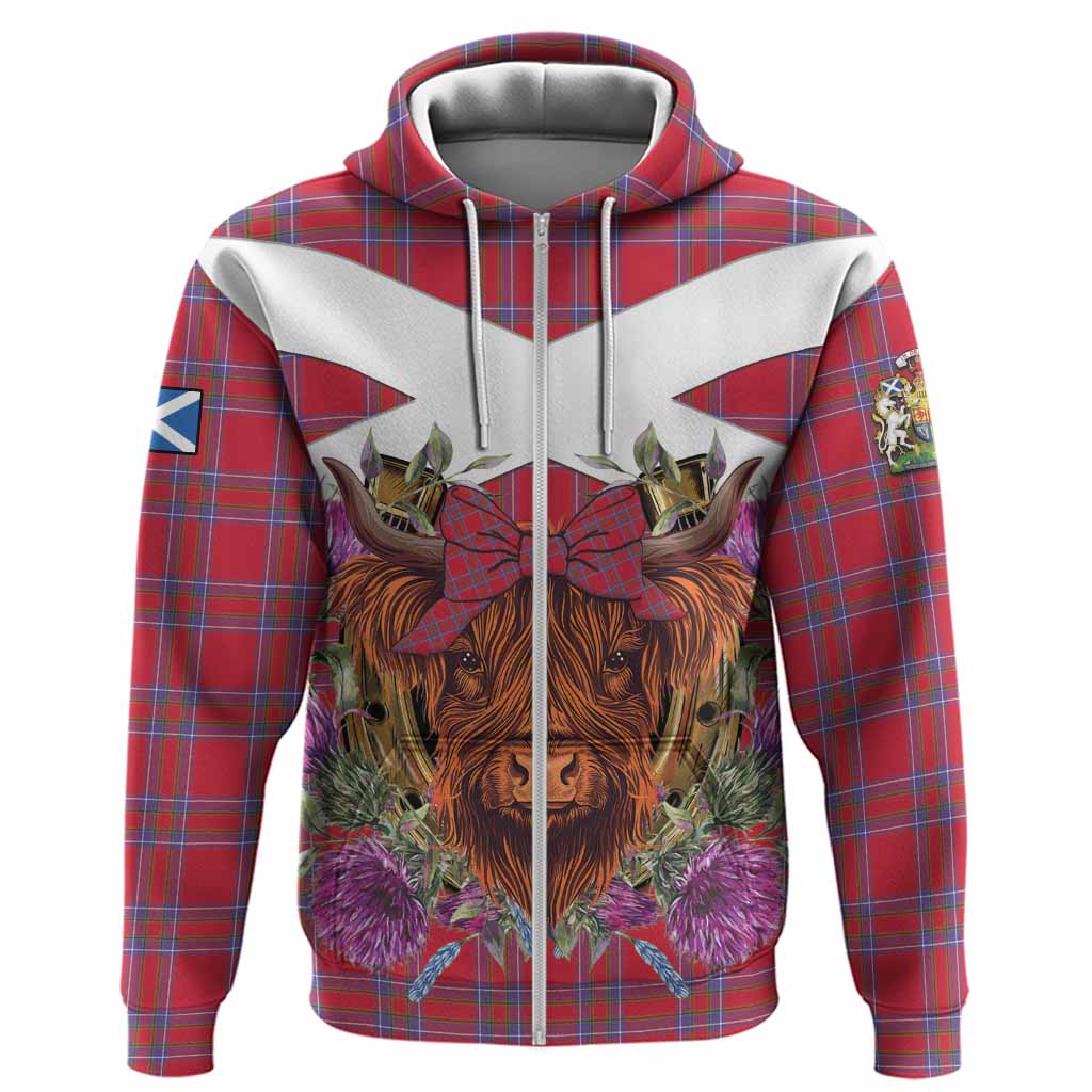 Rait Tartan Hoodie Scottish Thistle Heilan Coo
