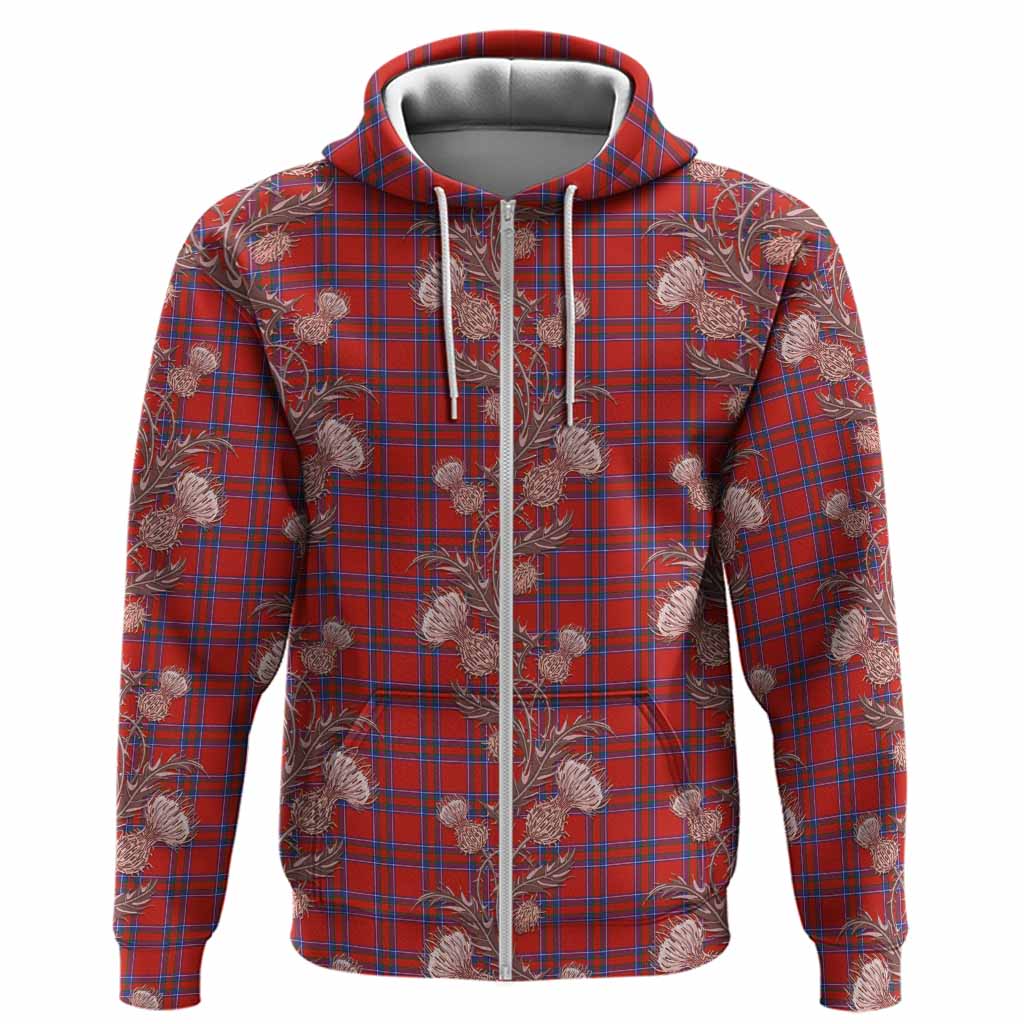 Rait Tartan Hoodie Seamless Scottish Thistle Flowers