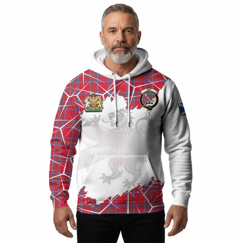 Rait Tartan Hoodie with Family Crest and Lion Rampant Grunge Style