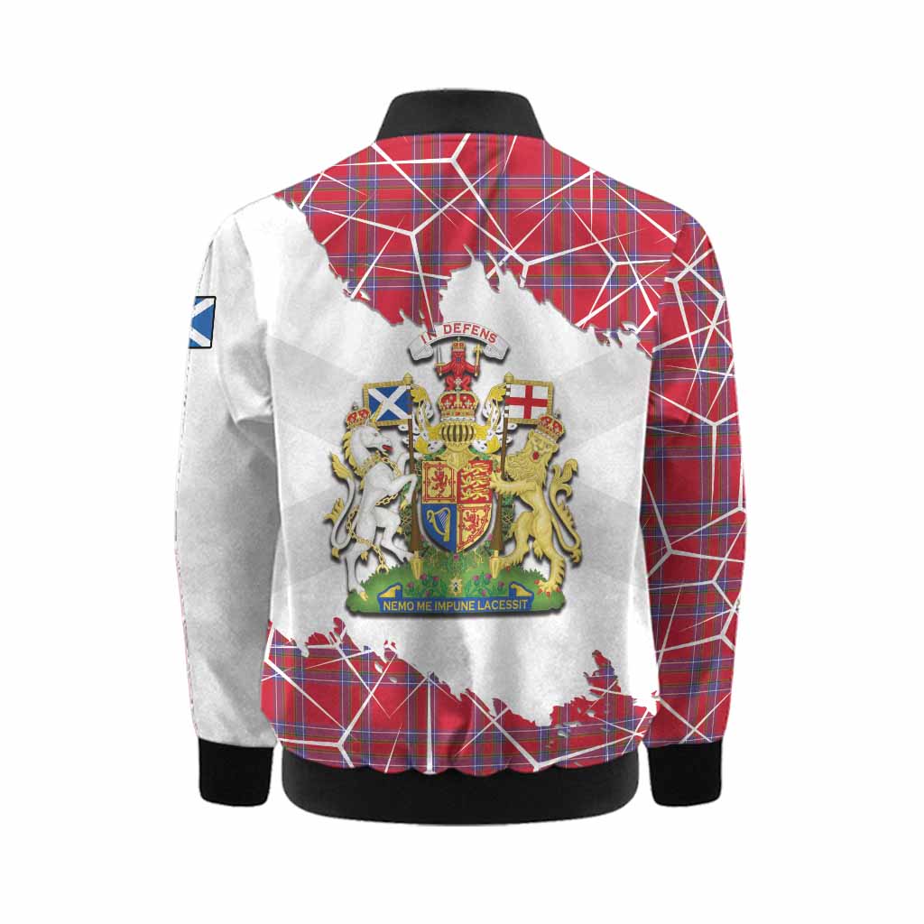 Rait Tartan Kid Bomber Jacket with Family Crest and Lion Rampant Grunge Style