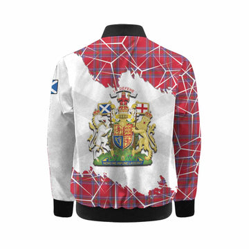 Rait Tartan Kid Bomber Jacket with Family Crest and Lion Rampant Grunge Style