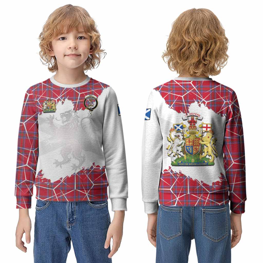 Rait Tartan Kid Knitted Sweatshirt with Family Crest and Lion Rampant Grunge Style