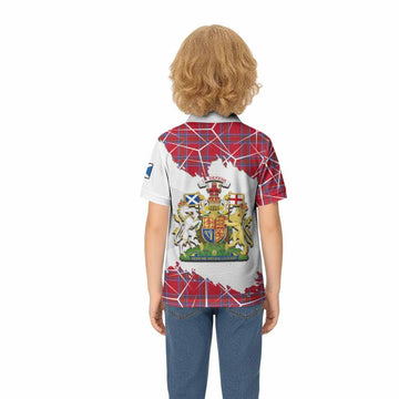 Rait Tartan Kid Polo Shirt with Family Crest and Lion Rampant Grunge Style