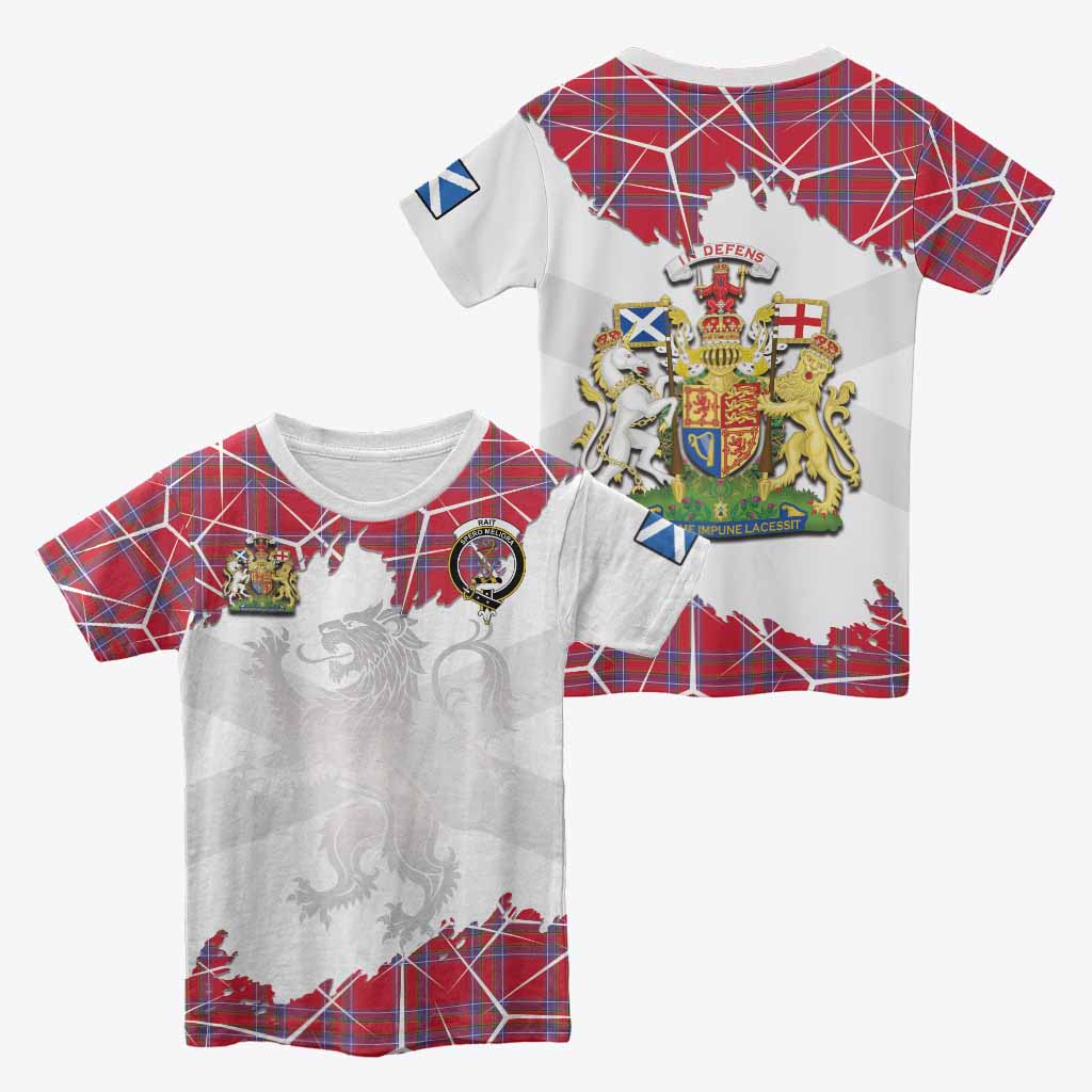 Rait Tartan Kid T-shirt with Family Crest and Lion Rampant Grunge Style