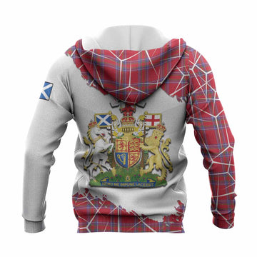 Rait Tartan Knitted Hoodie with Family Crest and Lion Rampant Grunge Style