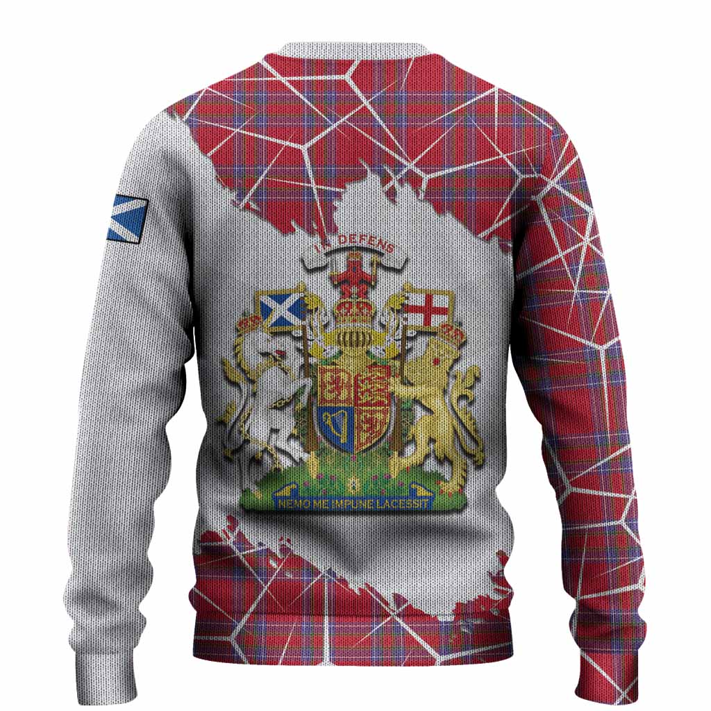 Rait Tartan Knitted Sweater with Family Crest and Lion Rampant Grunge Style
