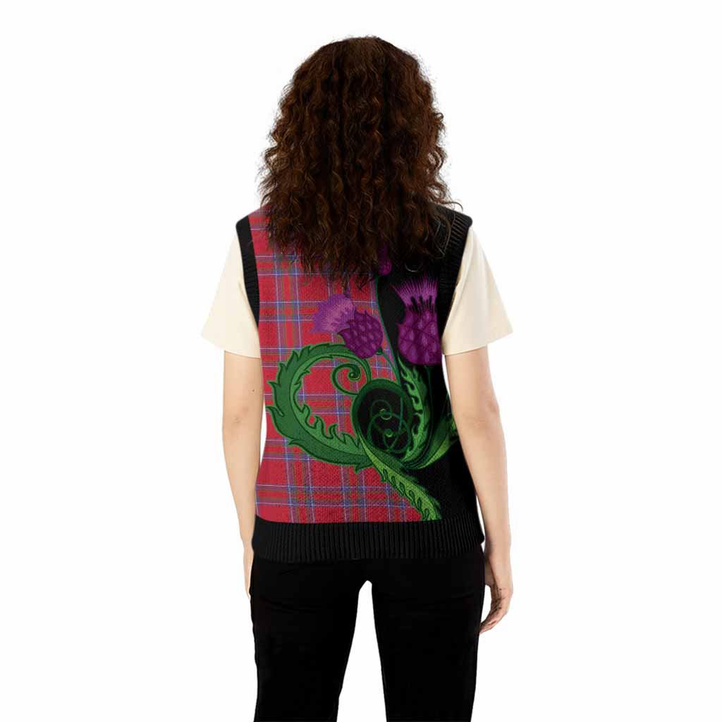 Rait Tartan Knitted V-Neck Vest Traditional Scottish Thistle